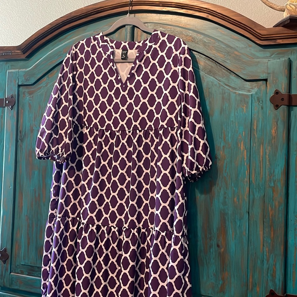 Purple and white maxi dress